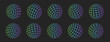 © Ксения Хомякова - 3D wireframes of spheres. Set of globes in various positions. Balls with a grid in brutalist style