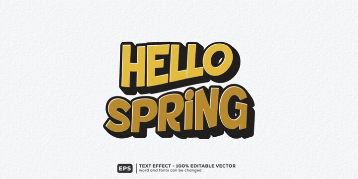 Spring Hello 3D Cartoon Editable Text Effect | Premium Font Template