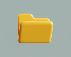 Fototapete - 3d render of a yellow folder with a modern design floating against a light gray background for digital storage concept
