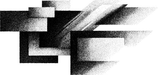 Poster - Engraved abstract design of fragmented squares for artistic decor