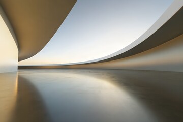 Poster - 3D Minimalist Architectural Tunnel – Sleek and Curved Modern Design