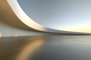 Poster - 3D Minimalist Curved Architectural Structure – Sleek and Elegant Design