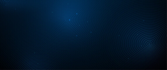Leinwandbilder - Illustration vector abstract wave, flow line, motion pattern and particle dot on dark blue background. Modern futuristic, big data design for background. Digital datum, high tech, technology concept