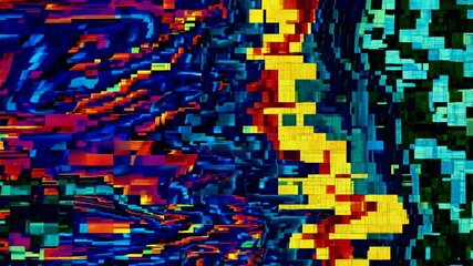 Poster - Abstract digital glitch background with colorful pixel distortion  