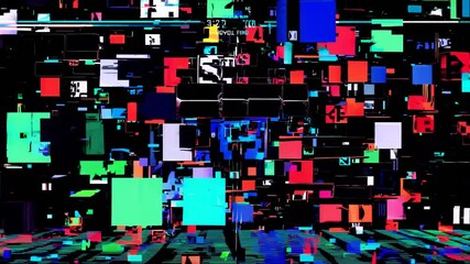 Poster - Abstract digital glitch background with colorful shapes and patterns  