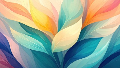 Aufkleber - Vibrant leaf pattern abstract art digital creation colorful design close-up view nature inspired