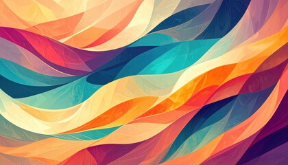 Poster - Colorful abstract waves design digital art vibrant environment modern aesthetic artistic viewpoint
