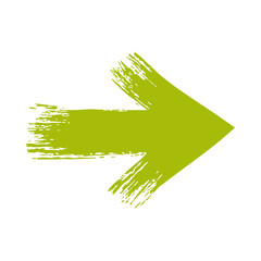 Poster - Green Brushstroke Arrow Symbol. Direction And Movement Concept. Isolated Vector Illustration