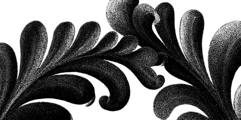 Poster - Elegant engraved illustration featuring twisting organic lines in black and white