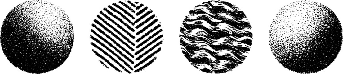 Poster - abstract engraved dot and jagged patterns set for design and art projects
