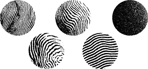 Poster - abstract circular patterns with engraved dots and jagged lines for artistic design