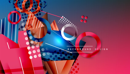 Poster - Abstract geometric composition. Vibrant colors, shapes overlap creating dynamic visual effect. Modern design elements present.