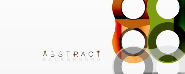 Poster - Modern abstract design features colorful overlapping circles, squares. Clean white background provides contrast, simplicity.