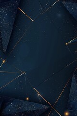 Wall Mural - elegant dark blue background with golden glowing lines and triangles