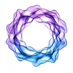 Poster - Abstract image of blue and purple flowing wave shapes forming a circular frame on white background. The colors are soft and blend smoothly