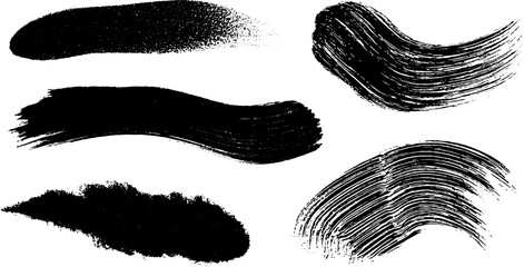 Poster - Artistic brush strokes and ink engraved illustration set for creative design