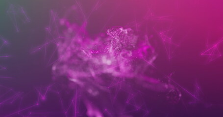 Poster - Image of network of connections over purple background