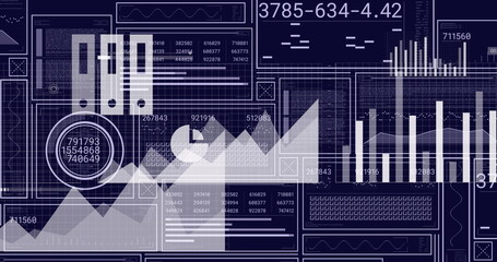 Poster - Image of data processing over black background