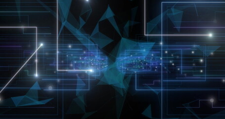 Poster - Image of data processing over dark background