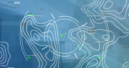 Poster - Image of digital interface and lines over caucasian women