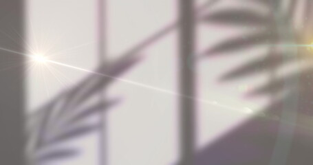 Poster - Image of glowing yellow lights over shadows on white background