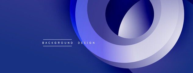 Poster - Abstract blue layers create dynamic circular design. Smooth gradients, modern aesthetic, suitable background element. Minimalist style.