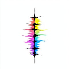 Poster - Abstract rainbow soundwave graphic design element on white background. Colorful vertical audio waveform visualization. Digital art illustration