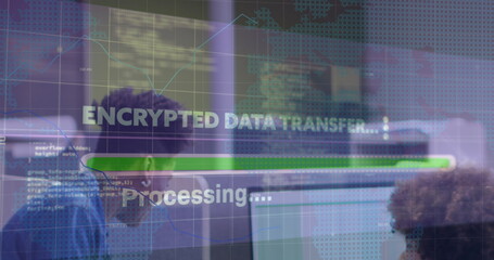 Poster - Image of financial data and graphs over airport