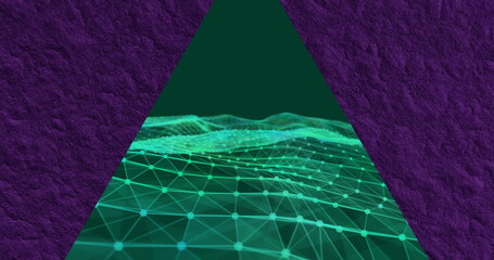 Poster - Image of triangle and shapes on blue background