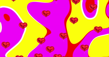  - Image of heart icons and shapes over purple background