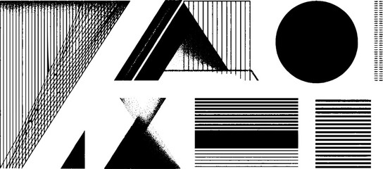 Poster - geometric abstract art with engraved typography elements for design projects