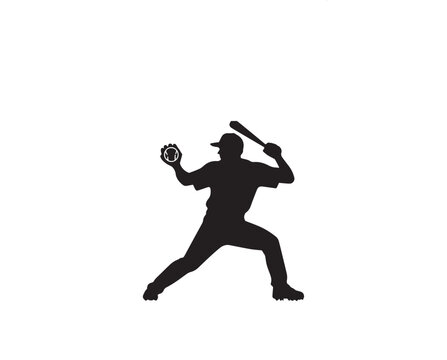 A baseball silhouette with a simple, understated design set against a white background Simple
