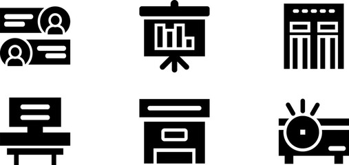 Fototapete - Modern Rounded Filled Office Designe Icon Set