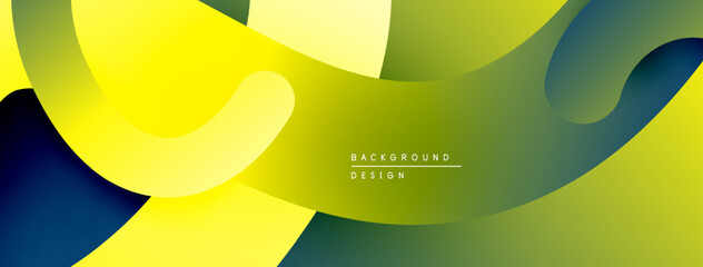 Aufkleber - Abstract fluid shapes, vibrant yellow, green hues. Modern design, smooth gradients create dynamic composition. Minimalist aesthetic.