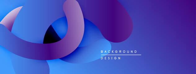 Aufkleber - Abstract fluid shapes, vibrant blue purple gradients. Modern design element, smooth curves create dynamic composition. Background texture.