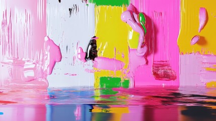 Fototapete - Colorful interference pattern creating modern glitch effect on bright pastel digital screen