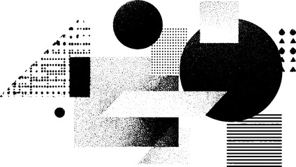 Poster - Engraved geometric blocks composition for modern art and design projects