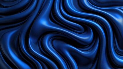 Poster - Blue neon swirl patterns spiraling inward, tech-inspired radial design on dark tech background