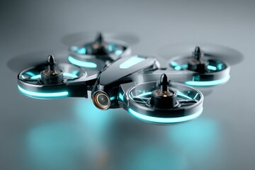 Aufkleber - High-tech drone with glowing accents displayed on a smooth surface