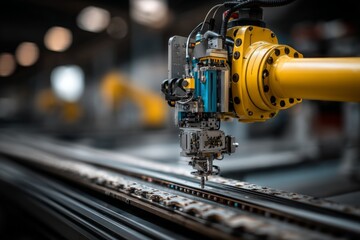 Aufkleber - Robotic arm performing precision assembly in a modern manufacturing facility during the daytime