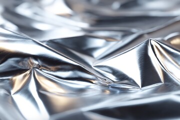 Leinwandbilder - Shiny wrinkled aluminum foil creating interesting textures and reflections in indoor lighting
