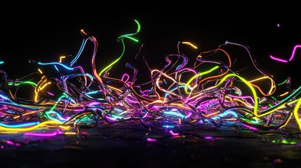 Poster - Abstract cyber stream of glowing lines, futuristic LED-inspired visual texture