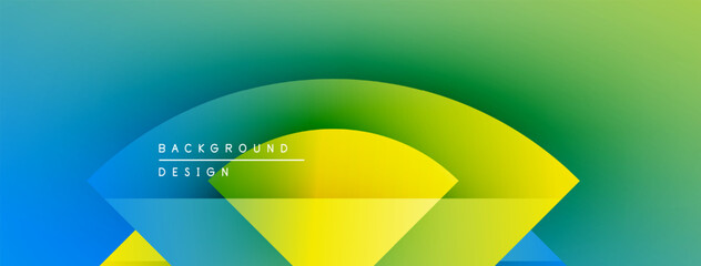 Aufkleber - Abstract gradient background. Blue, green, yellow hues blend smoothly. Text reads background design within shapes. Modern visual element.