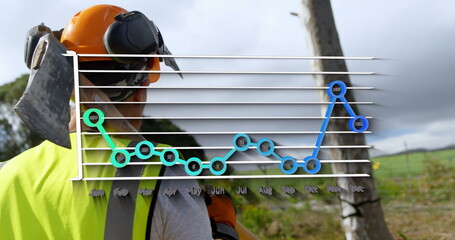Poster - Image of graph over lumberjack