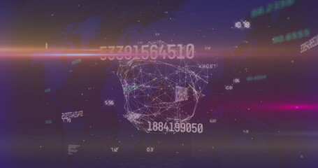 Poster - Image of data processing and network of connections over world map