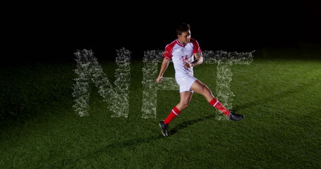 Poster - Image of data processing over football players