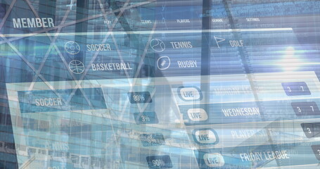 Poster - Image of data processing over business people walking in office