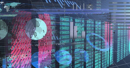 Poster - Image of data processing over blue background