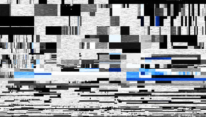 Aufkleber - Abstract creative glitch overlay texture. Geometric pixel pattern of a digital glitch on transparent background, digital pattern