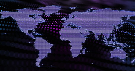 Poster - Image of world map and spots on black background